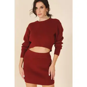Lilou Ribbed knit crop top and skirt set