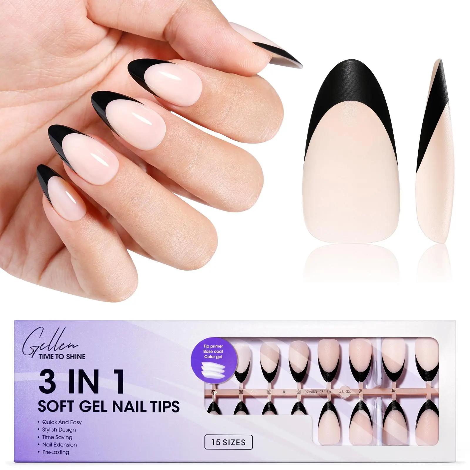 Black Almond Nail Tips