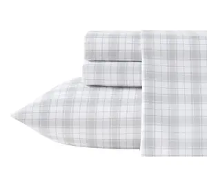 Eddie Bauer Penstemon Plaid White/Grey Queen Sheet Set