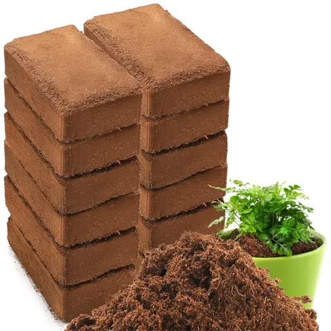 2 Pcs Organic Coconut Shell Bricks (7.8x10.5 in, 1.1 lb) - 100% Coconut Fiber Grow Medium, Nutrient-Rich Potting Substrate, Seedling Soil, Outdoor Plant Soil, Eco-Friendly Garden Supply, Natural Alternative to Coco Coir Soils, Mulches & Planting Media