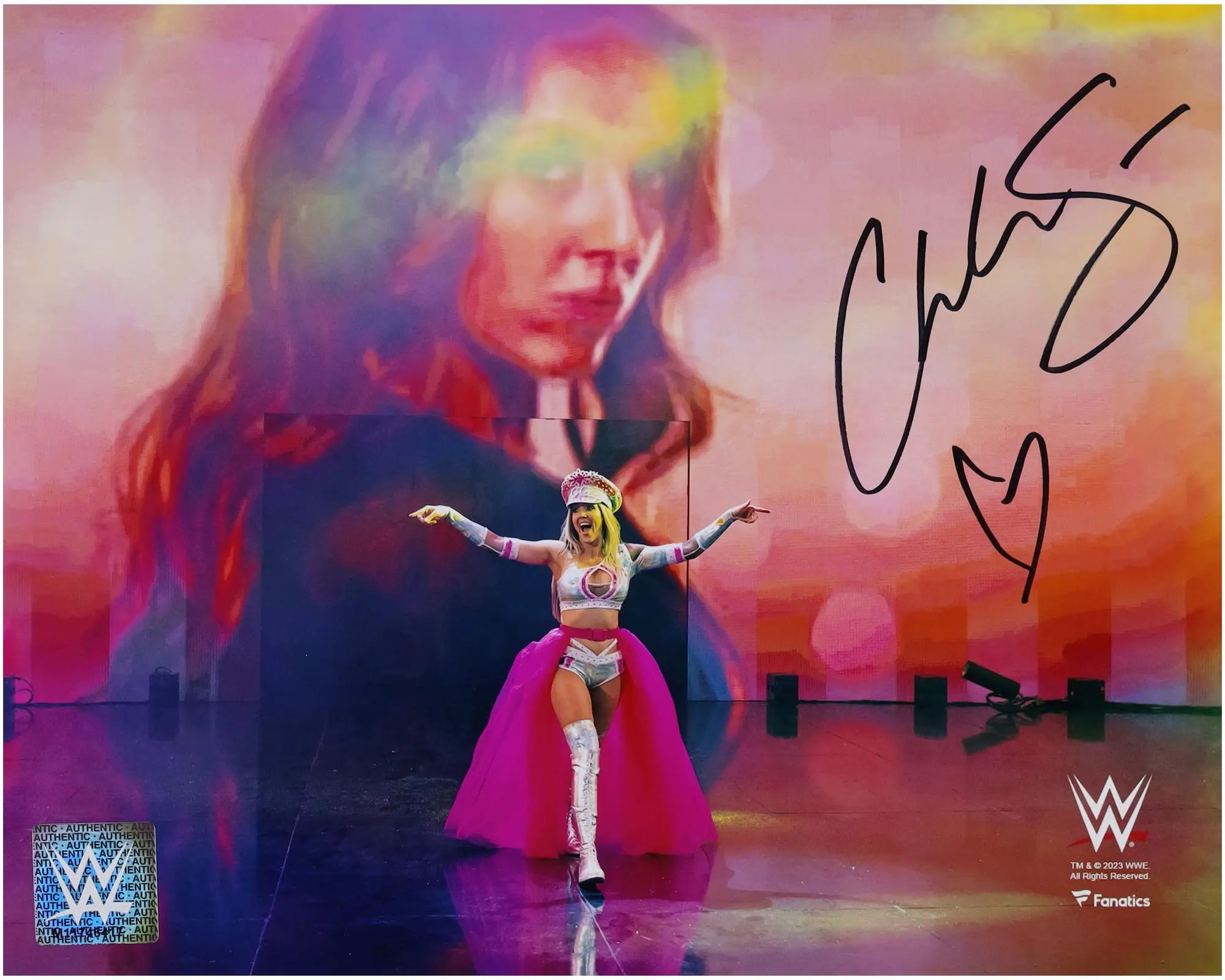 Chelsea Green WWE Autographed 8" x 10" Entrance Arms Out Photograph