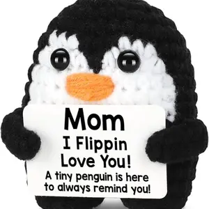 Handmade Mini Crochet Penguin Gift for Mother's Day and Birthdays, Cute Decoration with Fun Tips, Perfect for Mom, Dad, or Wife