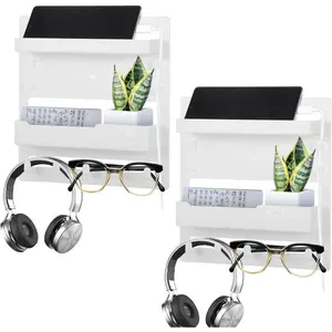 Sturdy Bedside Organizer Shelf for Dorm, Adhesive Bedside Wall Storage with Cable Clips, Space-Saving Floating Shelf for College Preppy Teen Adult Room Bedroom College Back to School Essentials