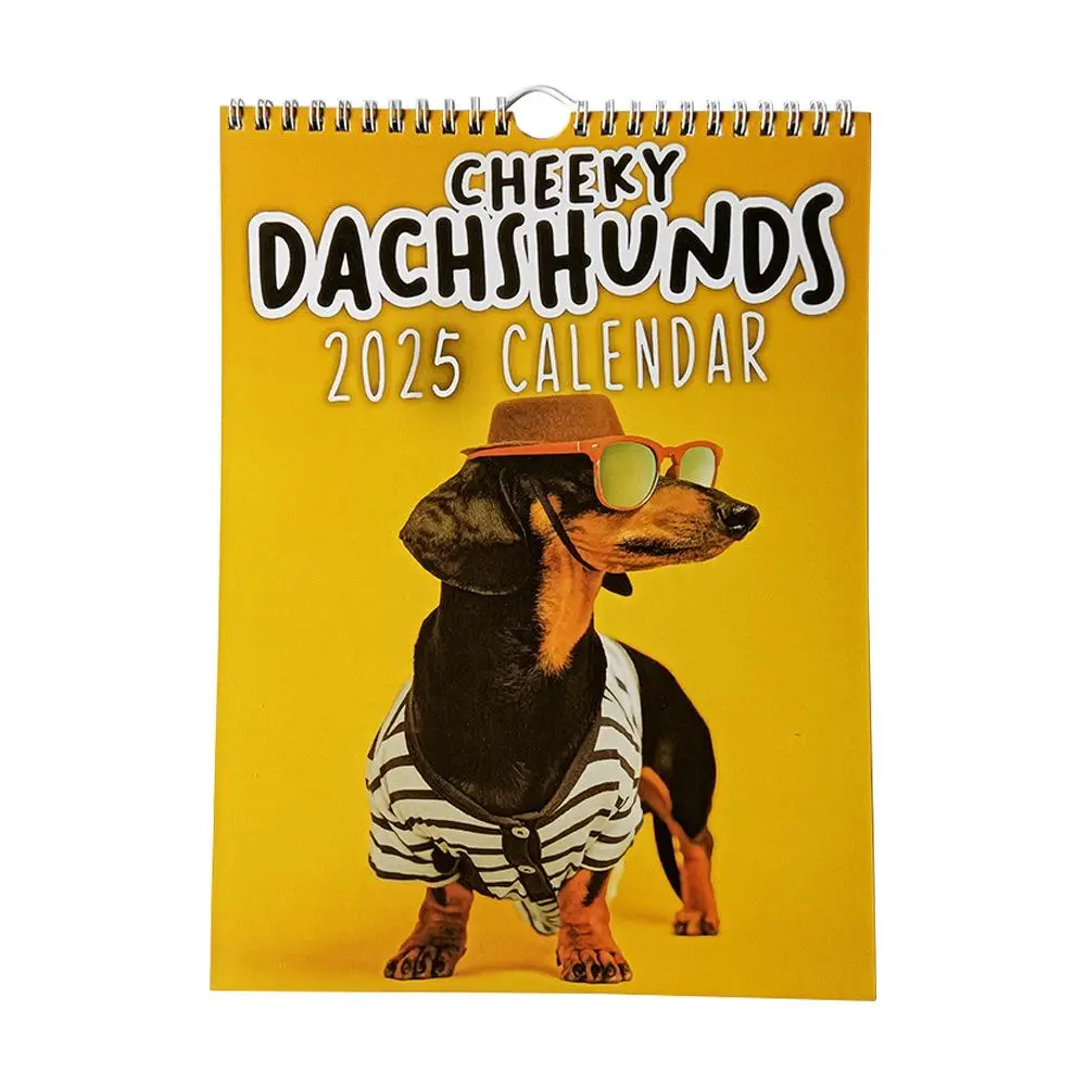 Dachshunds Pattern Wall Calendar, 1 Count 2025 Calendar, Creative Animal Pattern Calendar, Humorous Gift Idea for Pet Lovers