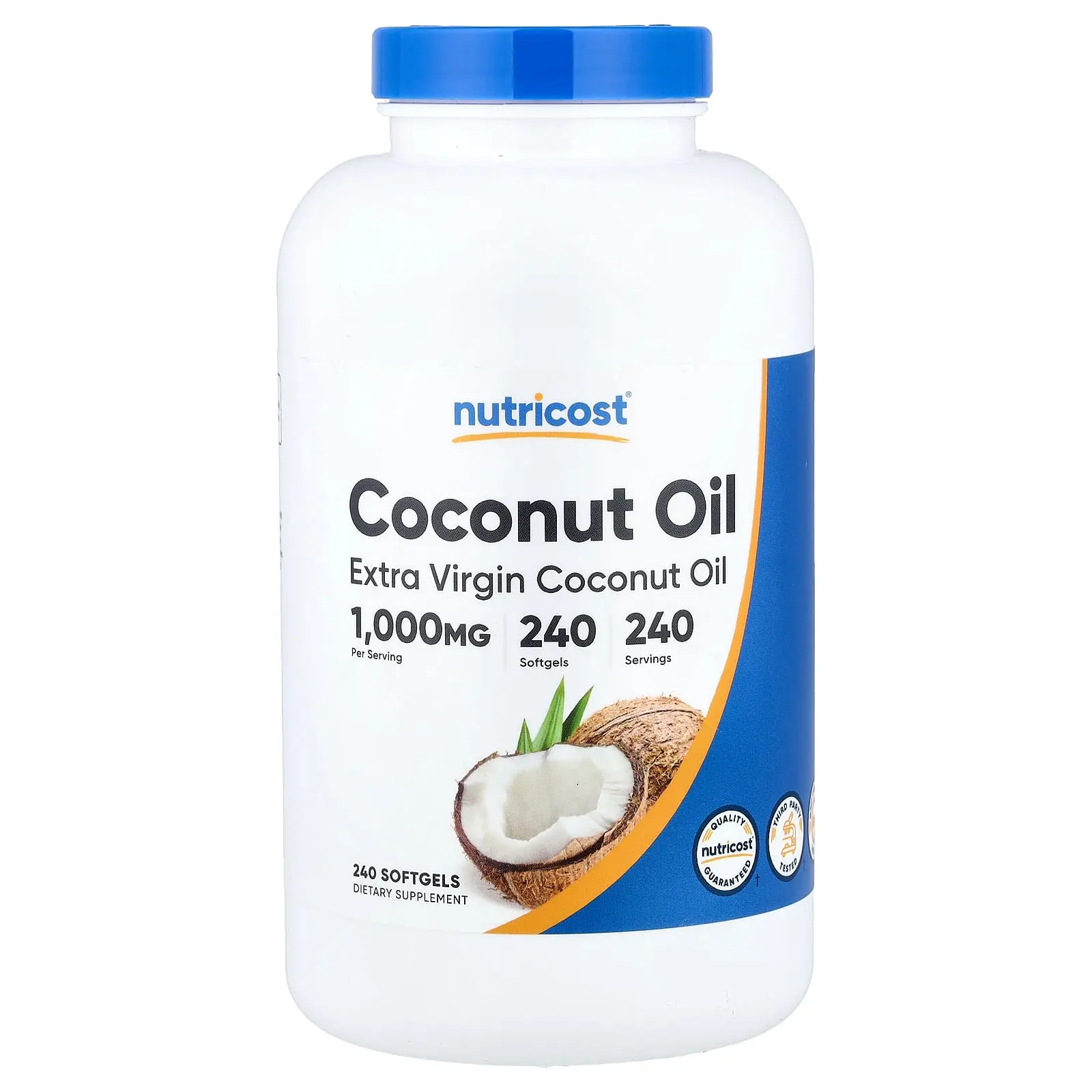Nutricost Extra Virgin Coconut Oil, 1,000 mg, 240 Capsules