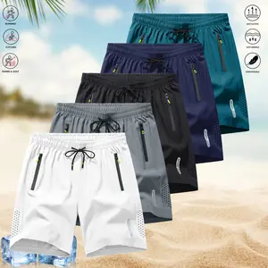 Men’s casual shorts set, 5 pieces, made from comfortable, soft fabric with zippered pockets—perfect for summer outings, outdoor activities, and casual wear.
