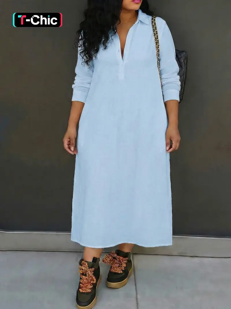 long sleeve fitted shirt dress The Supima® Cotton Midi Shirt Dress main image 0