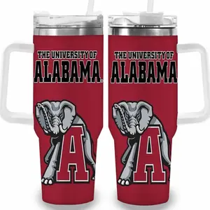 Premium 1pc 40oz University of Alabama Elephant Tumbler with Lid, Insulated Travel Mug, Gift for Women Men, Ideal for Halloween, Independence Day, Memorial Birthday Gift, Coffee Cup, weird stuff - Available Now