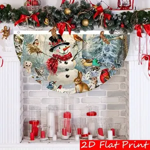 1pc Semicircular Half-Round Christmas Flag, Unique Shape Holiday Outdoor Decor, Ideal for Party Bars & Yard Fences, Cheerful Festive Flag