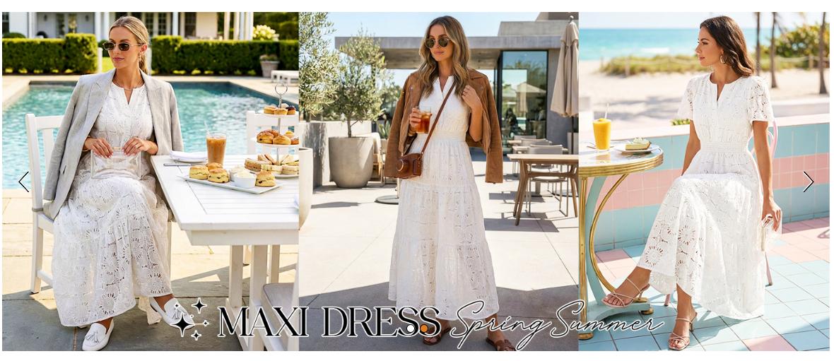 MEROKEETY Women's Spring Summer Floral Maxi Dress 2026 Boho Eyelet Hollow Out Lace Short Sleeve A Line Tiered Flowy Dresses