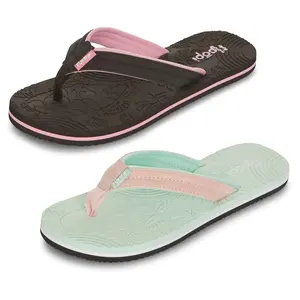Floopi Women's Calli Floral Thong Flip Flop 2 Pack