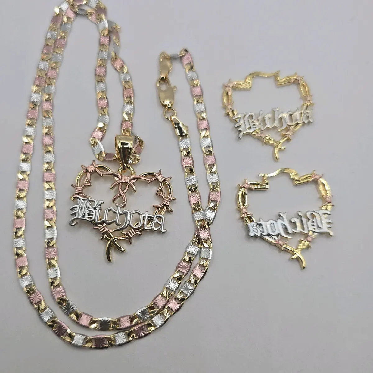 Fashion set BICHOTA necklace  20"inches earrings gold-plated three colors beautiful style