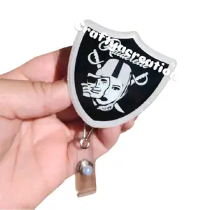 Vegas Girl Shield Badge Reel  for Office Identification Badges - Fun Accessory for Work or School Uniforms/ Badges with beads will come with matching beads
