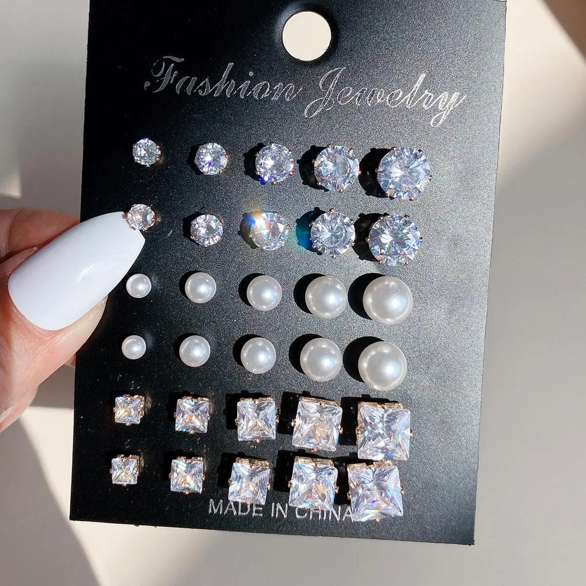 【15 Pairs/30 pcs】Elegant Women's Ear Jewelry Set Mixed Size Faux Pearl Rhinestone Stud Earrings Artificial Zircon Zinc Alloy for Party Daily Wear Fashion Jewelry Sparkling Look Perfect Gift