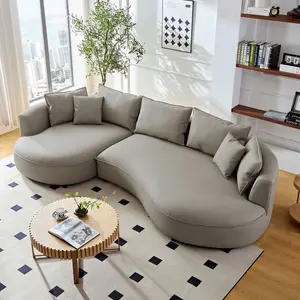 Modern Sectional Curved Sofa Couch for  living  room Upholstered 5-Seat Eco-leather Couch Set for Apartment Office