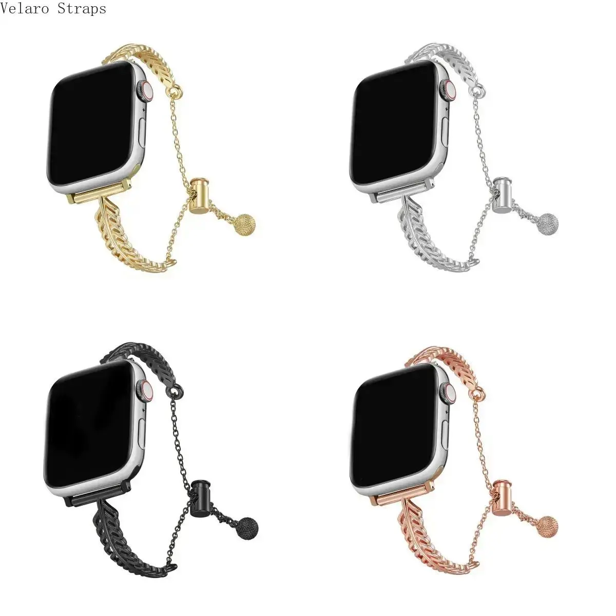 Adjustable Double Feather-Link Metal Band for Apple Watch, Stylish Bracelet Strap for Series 1–10/Ultra/S10