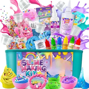 Slime Kit for Girls, Slime Making Kit for Girls 6-12, Glimmer Crunchy, Butter, Foam, Cloud Slime with Add-ins, Foam Balls, Charms, Party Favors Gift Toys for Kids