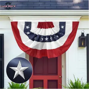 1/2/3/4/5/6-Pack American Pleated Fan Bunting Flag, 2x4 Ft USA Banner with Embroidered Stars, Canvas Header, Brass Grommets, Patriotic 4th of July 250th Anniversary Outdoor Decor