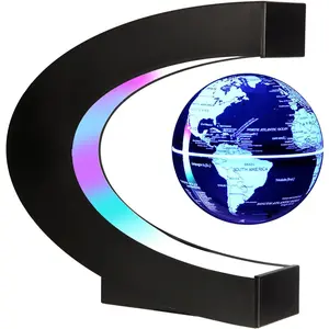 MultiColor Changing Magnetic Levitation Floating World Map Globe with LED Lights, Great Birthday Gift for Fathers Students Teacher Business Boyfriend, Perfect for Desk Decoration