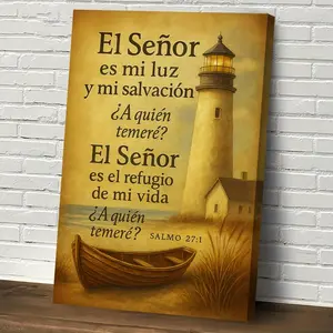 Spanish Christian Wall Art Print with Wooden Frame, Bible Verse Canvas Print, Home Church Office Decor, Model_xinghao Sj1901