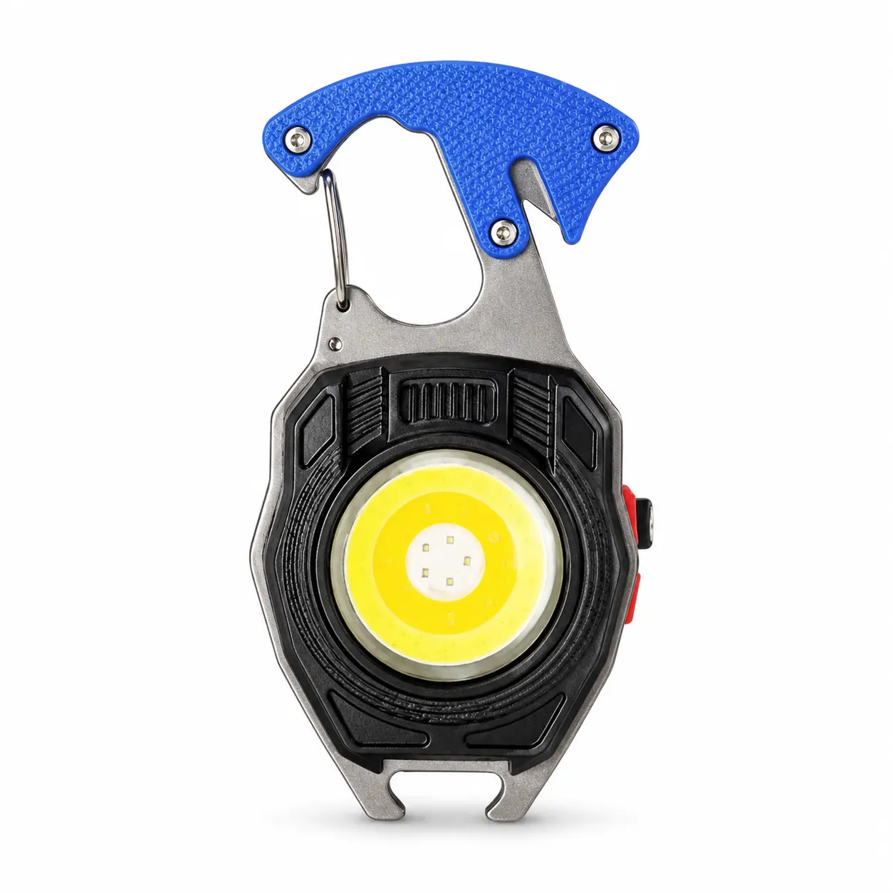 Multifunctional COB Keychain Flashlight Survival Carabiner Work Light With Cigarette Lighter Screwdriver Window Breaker Emergency Tool