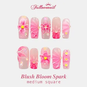 Fullovenail Summer Collection (BUY 3 Get 1 Free )Hand Painting 3D Flower Reusable Acrylic Gel Handmade Press on Nails Summer 2026