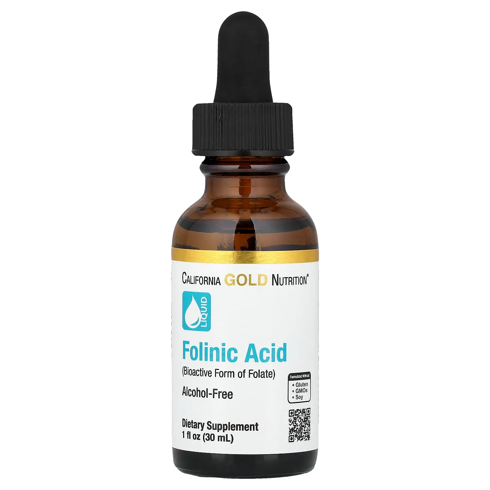 California Gold Nutrition Folinic Acid, Alcohol Free, 1 fl oz (30 ml)