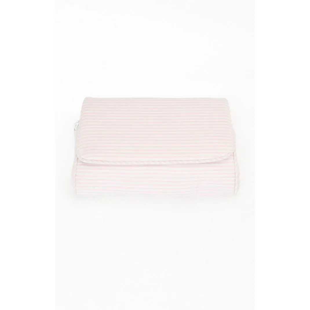 John Galt Women's Pink Striped Makeup Bag John Galt Women's Pink Striped Makeup Bag