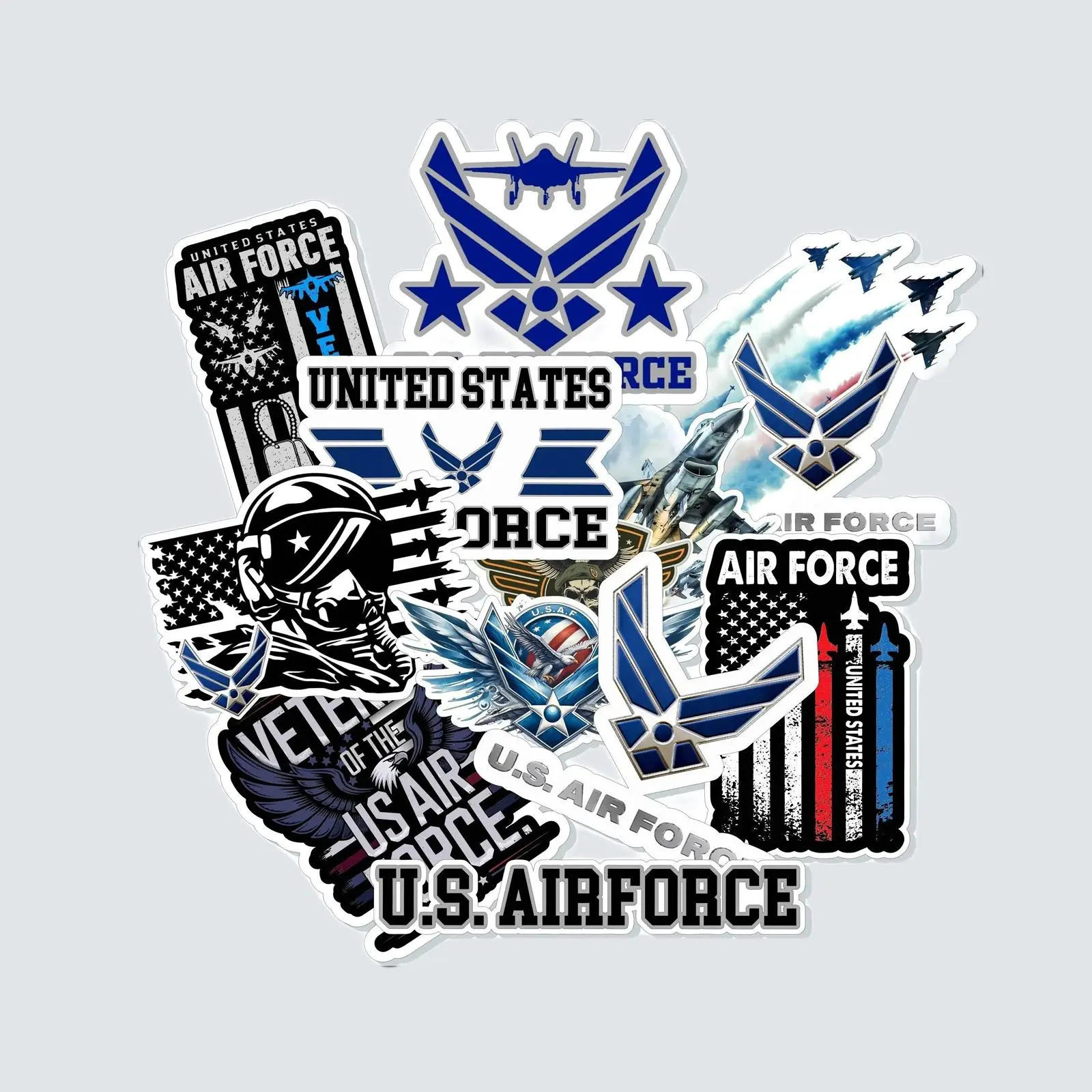US Air Force Patriotic Motorcycle Stickers & Magnets Pack for Veterans - Automotive & Motorcycle Accessory, Distinctive US Pride Design, Decal for Cars