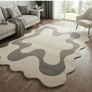 Abstract Art Design Irregular Living Room Carpet, Modern Simple Home Decor Rug, Soft Comfortable Plush Foot Mat for Bedroom, Hallway, Vanity Area