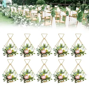 CNCEST Gold Vases for Centerpieces Wedding - 10 Pcs Metal Geometric Gold Centerpiece Elegant Wedding Centerpieces for Tables Diamond Vase for Weddings Party Decoration Table Decorations