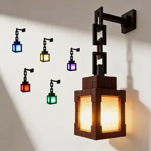 PikoMart Pixel Minecraft Soul Lantern Night Lamp - 16 Color RGB Rechargeable LED Light with Remote Control, 3D Printed Handmade Wall Mounted Mood Light for Gaming Room Decor, Ideal Birthday & Christmas Gift for Kids & Gamers