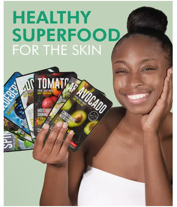 DERMAL Super Food Face Masks Skincare- 12 Pack Facial Sheet Mask for a Glowing Refreshing Skin- Moisturizing Sheet Masks for Face Enriched with Natural Ingredients for All Skin Types