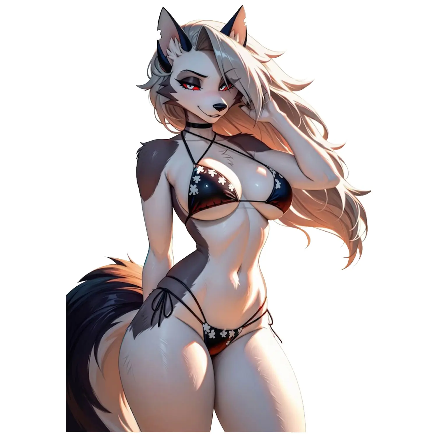 Fantasy Wolf Girl Sticker, Stylish Summer Character Art for Laptop, Phone, Water Bottle, Notebook, Car Window or PC Case, Bold Anime-Inspired Decor