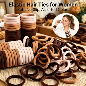 200-pack seamless hair ties in 4 colors. Soft elastic design, perfect for thick hair, secures ponytails gently without hair damage.