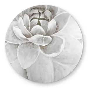 Begin Home Decor C1COAR55D14Z6W 5 x 5 ft. Delicate White Chrysanthemum Round Outdoor Area Rug - Home Decor