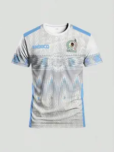 Mexican Style Men's Football Jersey and Comfortable Sport Round Neck Top, Multiple Colors, Perfect for Games, Training, Casual Wear