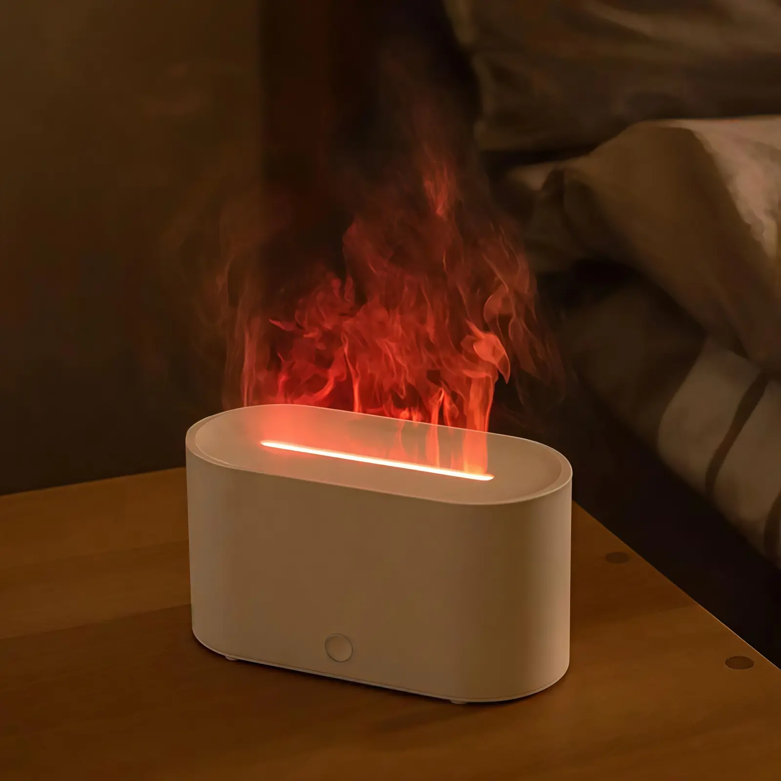 2026 New Luminous Cool Mist Aromatherapy Humidifier - 7-Color Nightlight, Simulated Fire Essential Oil Diffuser, USB-Powered Quiet Mist, Timer, for Bedroom Office Desk Camping Essentials