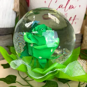 Rose Glass Globe Decor Decorative Fruit Gift Plants Flowers Nature Neon Table Ornaments