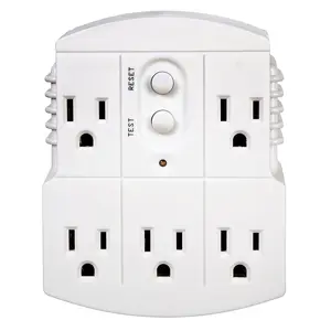 Manufacturing 30440003 Auto-Reset 15 AMP Grounded 3-Prong GFCI 5-Outlet Adapter, White