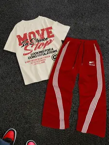 Trendy Casual Street Style Sport Short Sleeve Pants Set, Spring & Fall Fashion, Unisex Fitted Moderate Fabric, Comfortable, Athleisure Wear Set