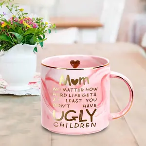 Mothers Day Gifts for Mom from Daughter Son - 12oz Funny Coffee Mug for Mom Wife from Husband Unique Marble Coffee Cup with Gold Print Christmas Birthday Mother's Day Present for Mama Stepmother Women
