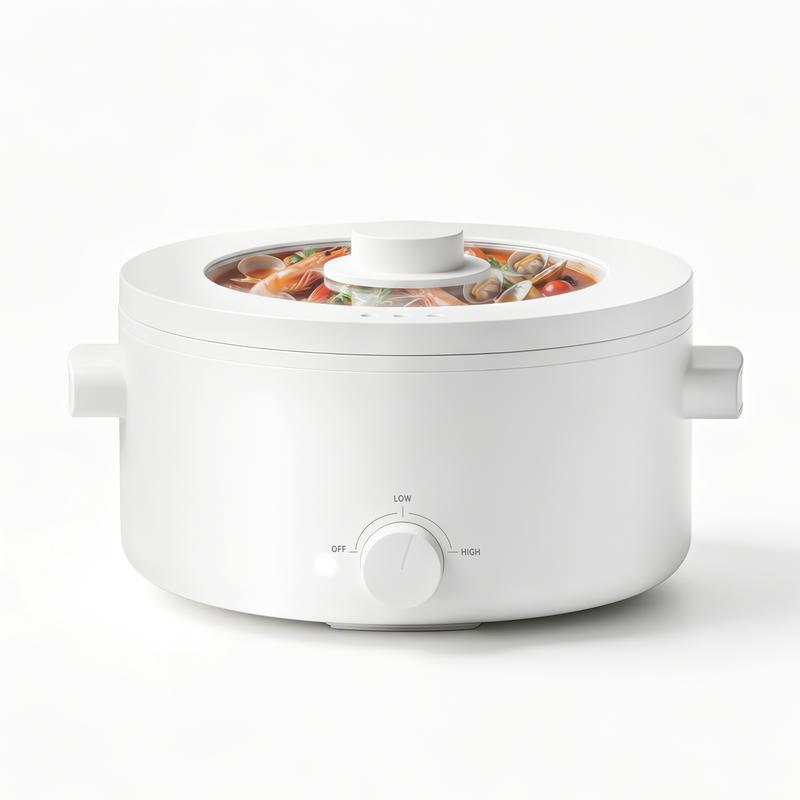 Olayks Multifunctional Hot Pot Kitchen Appliances, 2L/3L Compact 1000W Round Electric Multi Cooker, Ceramic Non Stick Coating, Dual Power Quick Heating, Overheat Protection, 500W Low Simmer, Clean in Water+Wipe, Eggs in 500W, Portable for Apartments