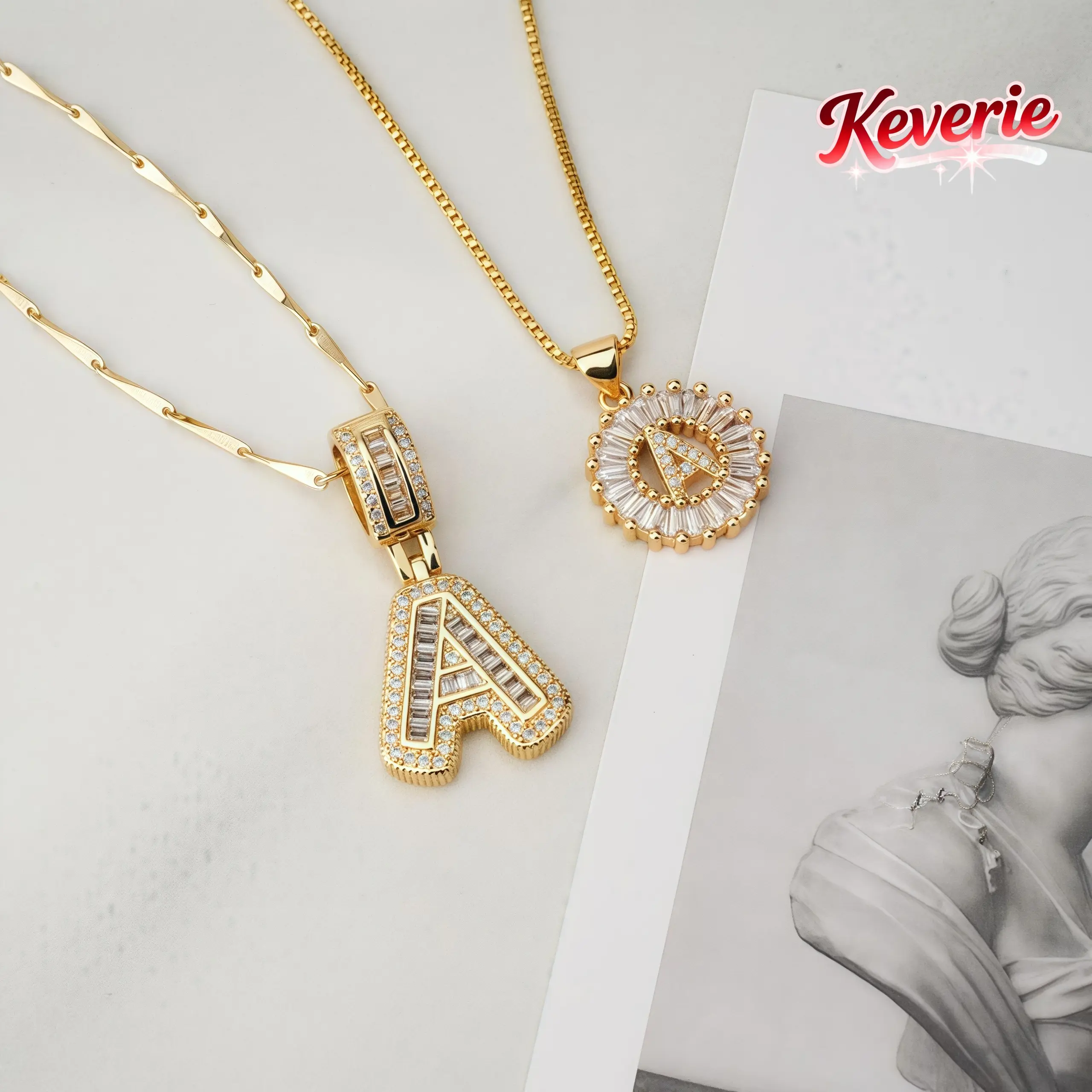 Women's 2-Piece Sentimental Zirconia Pendant Alloy Chain Jewelry Set - 26 Letters to Personalize Letter V Necklaces, Valentine's Day/Anniversary/Party Accessory, Birthday Gift for Everyday Fashion