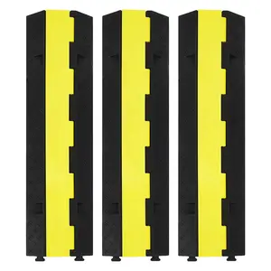 Garvee Heavy Duty 2-Channel Cable Protector Ramps, 3 Pack – 11,000 lbs Per Axle – Industrial Non-Slip Rubber Speed Bump – Waterproof Cord Cover for Cables & Vehicles – Indoor/Outdoor Use