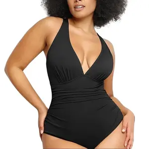 Shapellx Smart Sculpt Ruched Twist-Front And Plunge Cutout Shaping Swimsuit