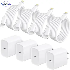 6FT Super Fast Charging 4-Pack Type-C Wall Charger Block with 4-Pack USB-C to Lightning Cable for iPhone 14/13/12,AirPods Pro, Mobile Smartphone Cellphone Electronic