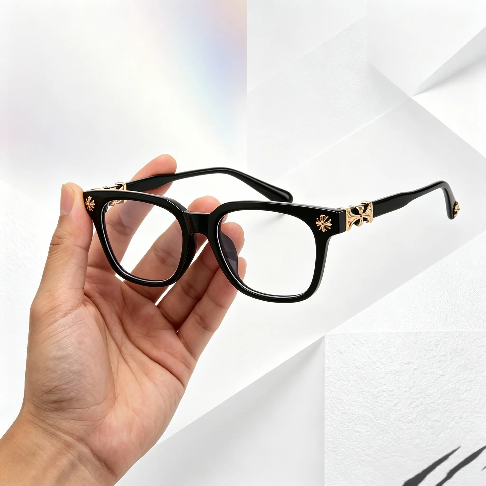 Men's Square Flat Glasses, Fashionable Design, Perfect for Daily Wear and Casual Use, Durable Frame Material, Fashion Eyewea