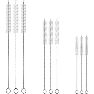 Drinking Straw Cleaner Brush Kit YQBOOM Straw Brushes 9 Pcs 3 Size Straw Cleaner Brush Reusable Extra Long Pipe Cleaners for Tumbler, Sippy Cup, Bottle and Tube Teapot