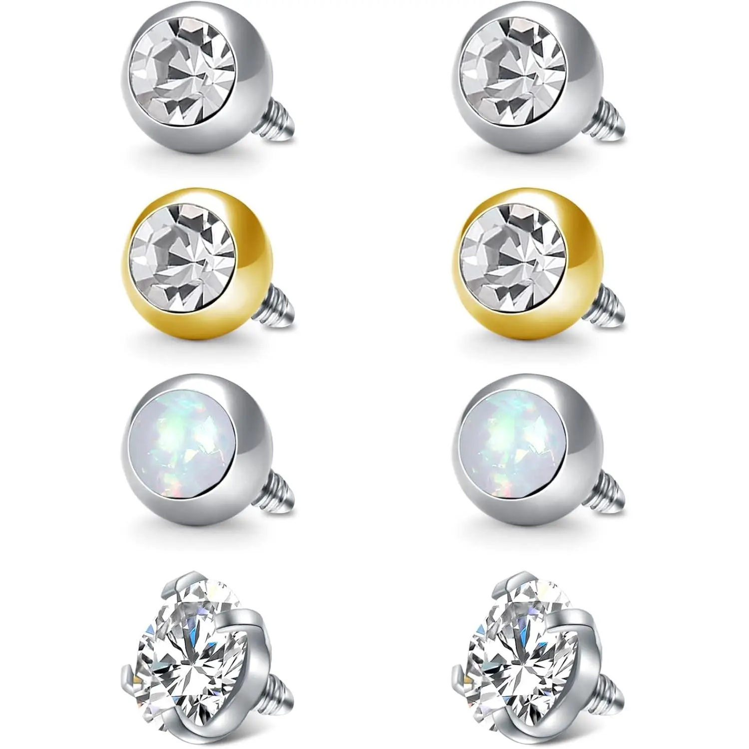 14g 16g Replacement Balls for Piercings Septum Ring Balls Belly Button Rings Nipple Tongue Ring Ball Replacement 16 Gauge Ball for Piercings Cartilage Earring Screw Backs 3mm 5mm 8mm